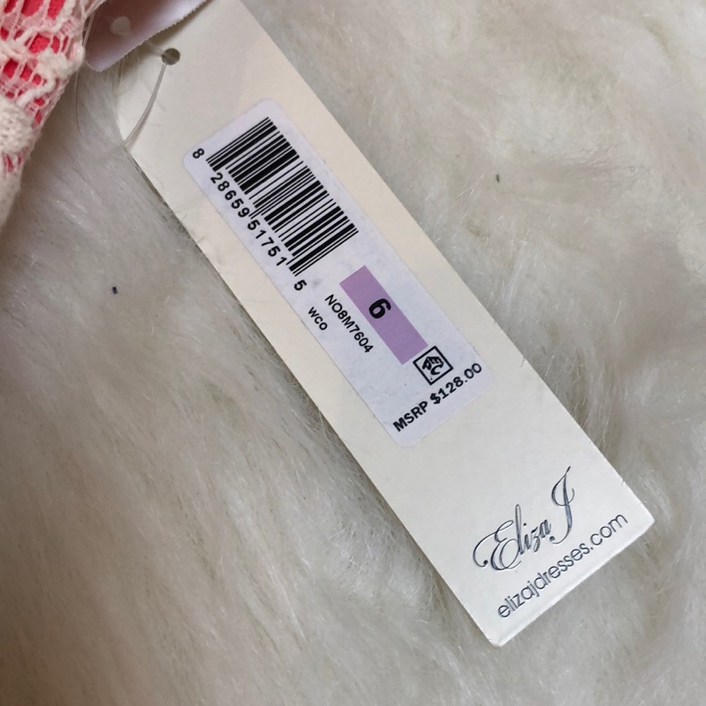 NWT Eliza J Knee Length coral/cream dress - size 6 - Picture 3 of 5